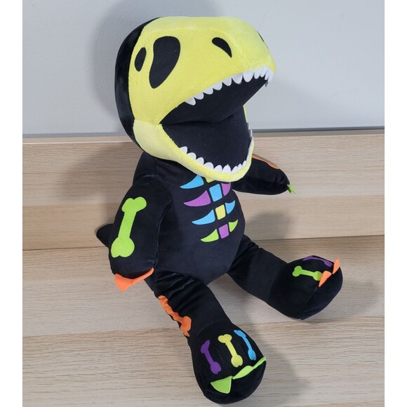 Build a Bear Skeleton Dinosaur Plush Stuffed Animal Halloween BAB Neon Dino Toy - Picture 1 of 7
